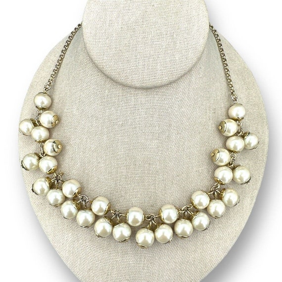J. Crew Statement Necklace Faux Pearl Beaded Chun… - image 3