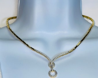 Ross-Simons Link Lavalier Style Drop Rounds Pendant Choker Necklace Vermeil