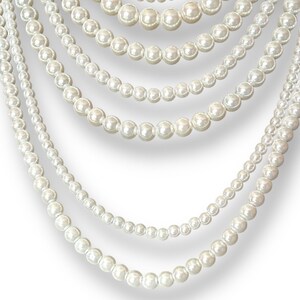 8 Strands White Faux Pearl Layered Womens Beaded Necklace zdjęcie 4