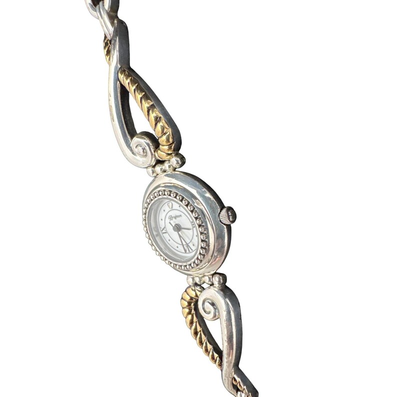 Brighton Charleston Watch Two Tone Silver Gold Scroll Bracelet Toggle Clasp image 4
