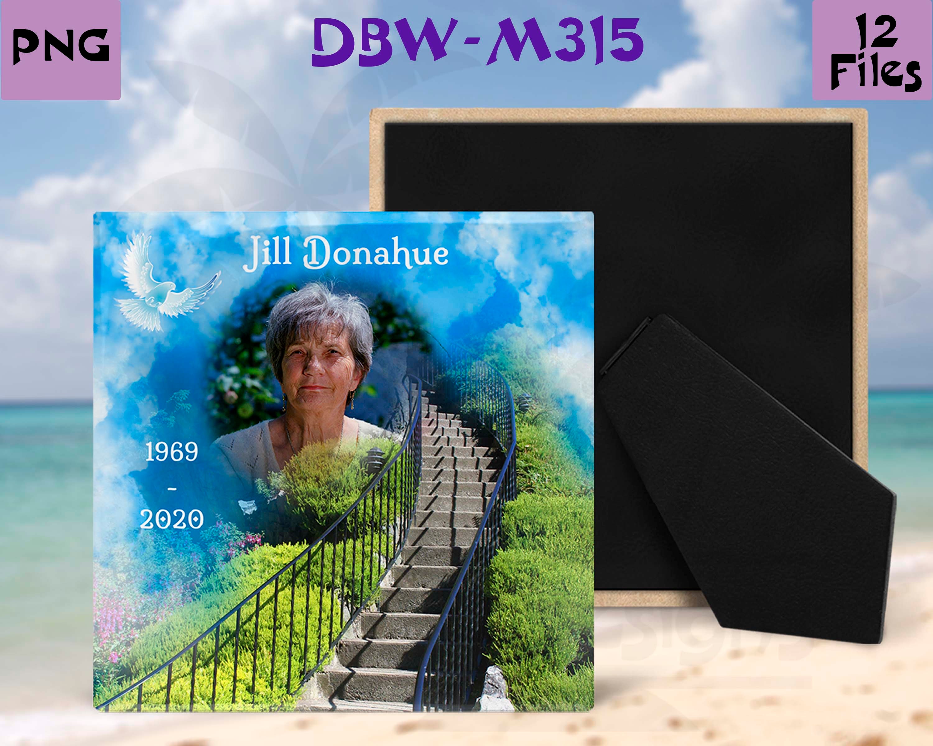 Memorial Picture Frame, Stairway To Heaven Clouds, Blue, Sublimation  Design, Instant Download, Digital File, PNG, Design #RIP-10