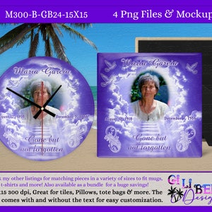 Heavenly Serenity: Sublimation Design for Memorial Products, Gone but not forgotten, Heavenly Stairs clouds, doves 300 dpi PNG Purple Button