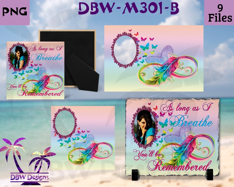 As long as I breathe #2 Infinity Rainbow Feather Memorial digital design 9 files plus Mockup Feathers Birds Butterfly doves Sublimation Png