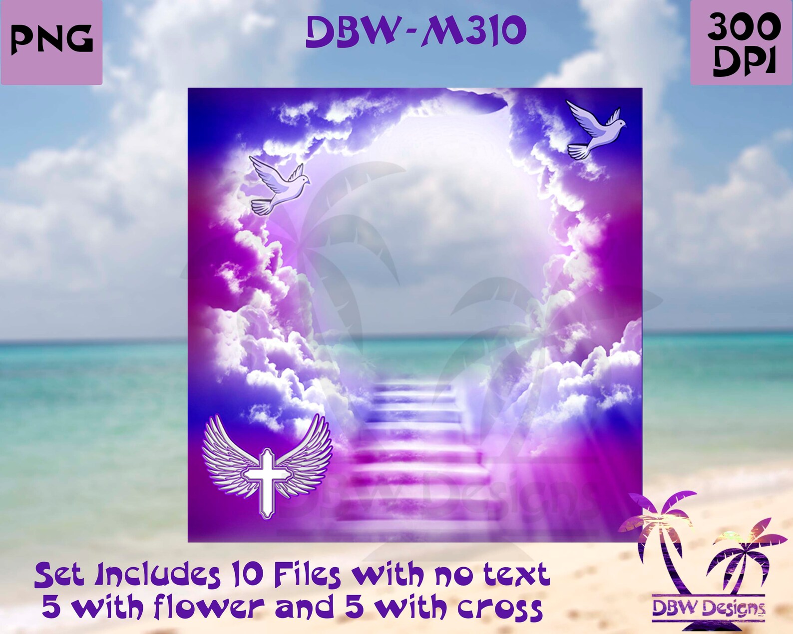 Heavenly Clouds Stairway Memorial Photo template 3 digital | Etsy