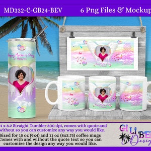 Pastel Memorial digital photo design template, Mother's Day in Heaven, Birthday Remembrance ANGEL wings Sublimation png Coffee mug tumbler
