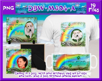 Huisdier of mens Memorial Rainbow Bridge digitaal ontwerp Fotosjabloonset & Ornamentontwerp, 19 bestanden + 6 testmodellen 300 dpi PNG Sublimatie Png