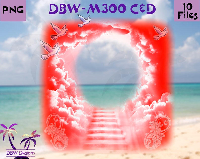 Heavenly Clouds Stairway Memorial Photo template digital | Etsy