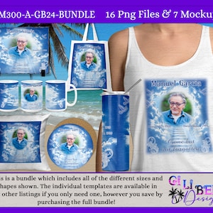 Heavenly Stairs Memorial Digital Design BUNDLE, Gone but not forgotten, Sublimation, Blue sky with puffy white clouds & doves, 300 dpi PNG