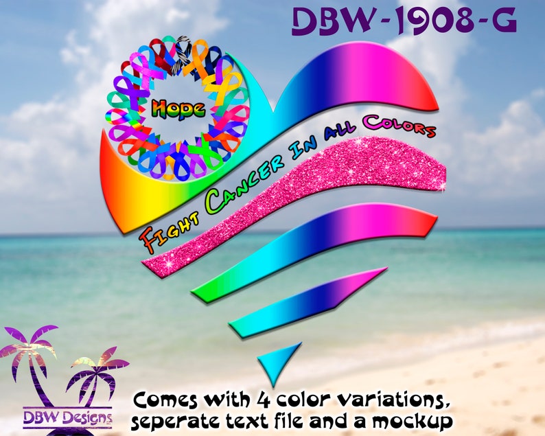 Cancer Awareness Ribbon Heart All Colors Set of 4 Transparent | Etsy