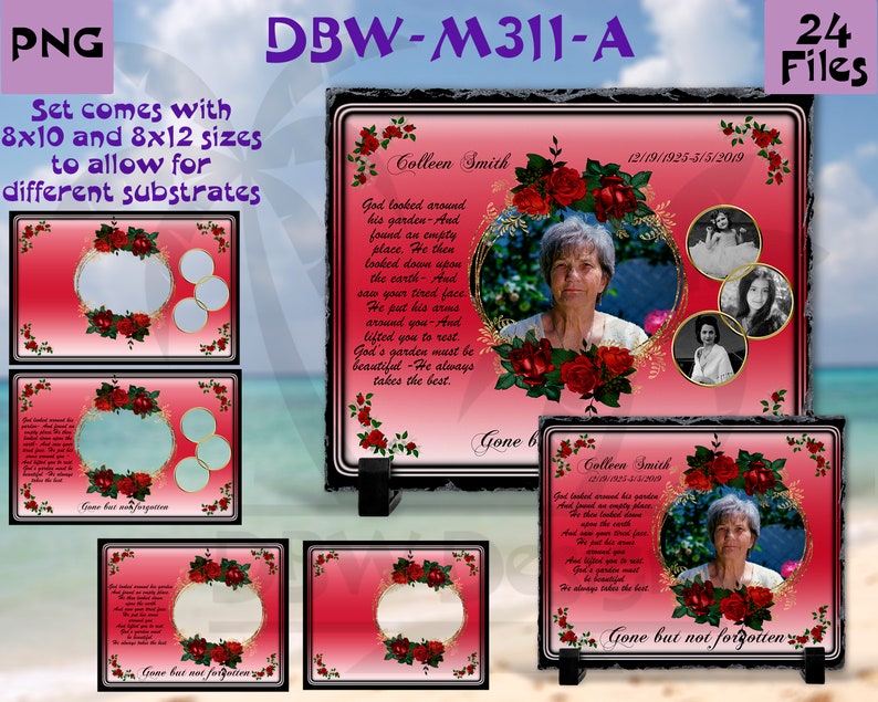 Red Roses Memorial Photo Template Digital Download MEGA SET 24 Etsy