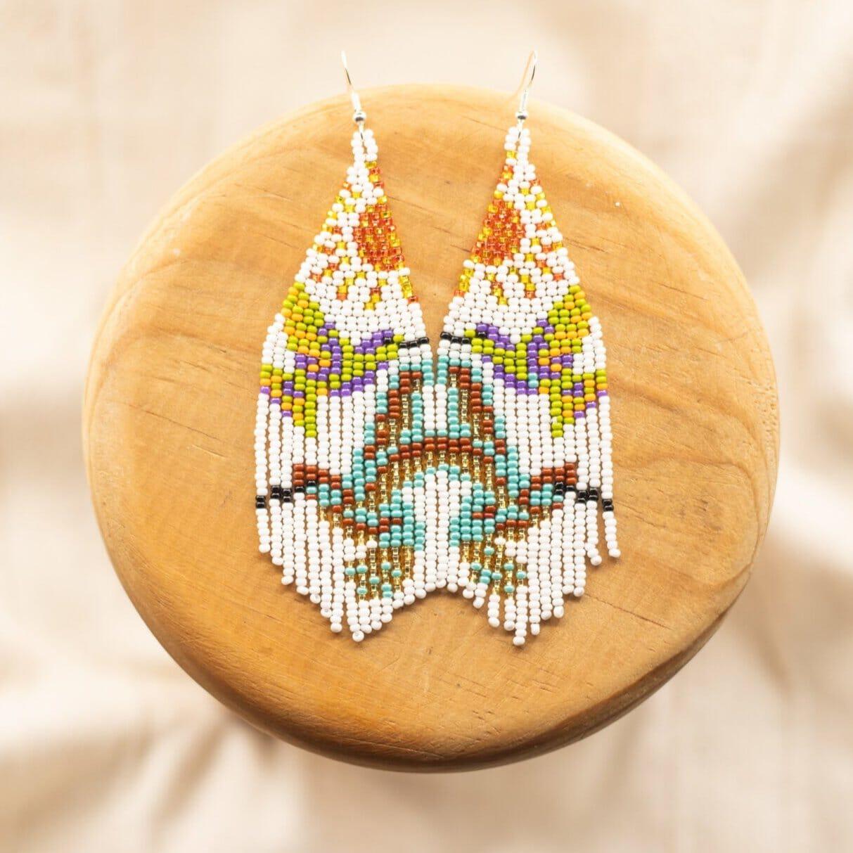 Ambrosia - Native Beaded Earrings Featuring Hummingbirds - Handmade by Huichol Artisans - Mother Sierra