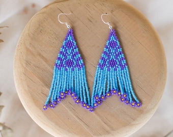 Uvas Moradas - Festival-Ready Beaded Earrings Inspired by Grapes - Handmade by Huichol Artisans - Mother Sierra