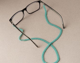 Parakeet - Native Beaded Glasses Chain with Turquoise-Inspired Design - Handmade by Huichol Artisans - Mother Sierra