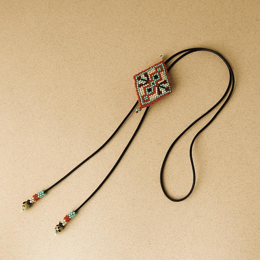 San Antonio - Vintage Beaded Bolo Tie - Handmade by Mexican Artisans - Mother Sierra