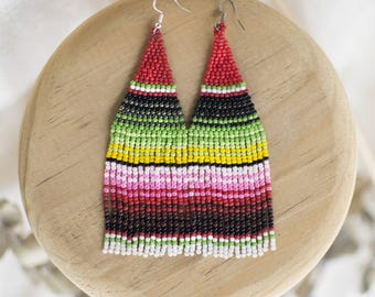 Sarape - Beaded Earrings Inspired by Traditional Mexican Clothing - Handmade by Mexican Artisans - Mother Sierra