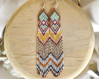 Burnt Sienna - Boho Handmade Native Beaded Earrings Made by Mexican Artists - Mother Sierra