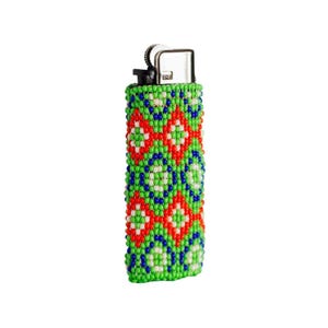 Java Moss - Beaded Lighter Case with Vibrant Festival Colors - Handmade by Mexican Artisans - Mother Sierra