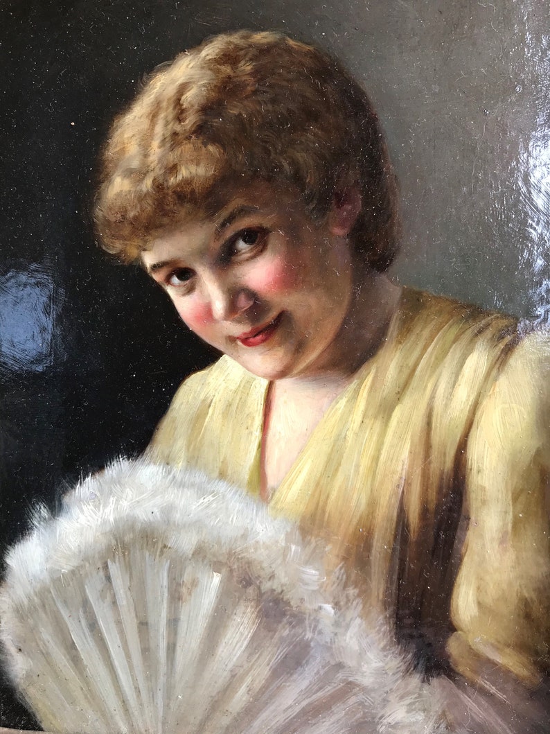Exquisite late 19th century oil on wood portrait of a image 0