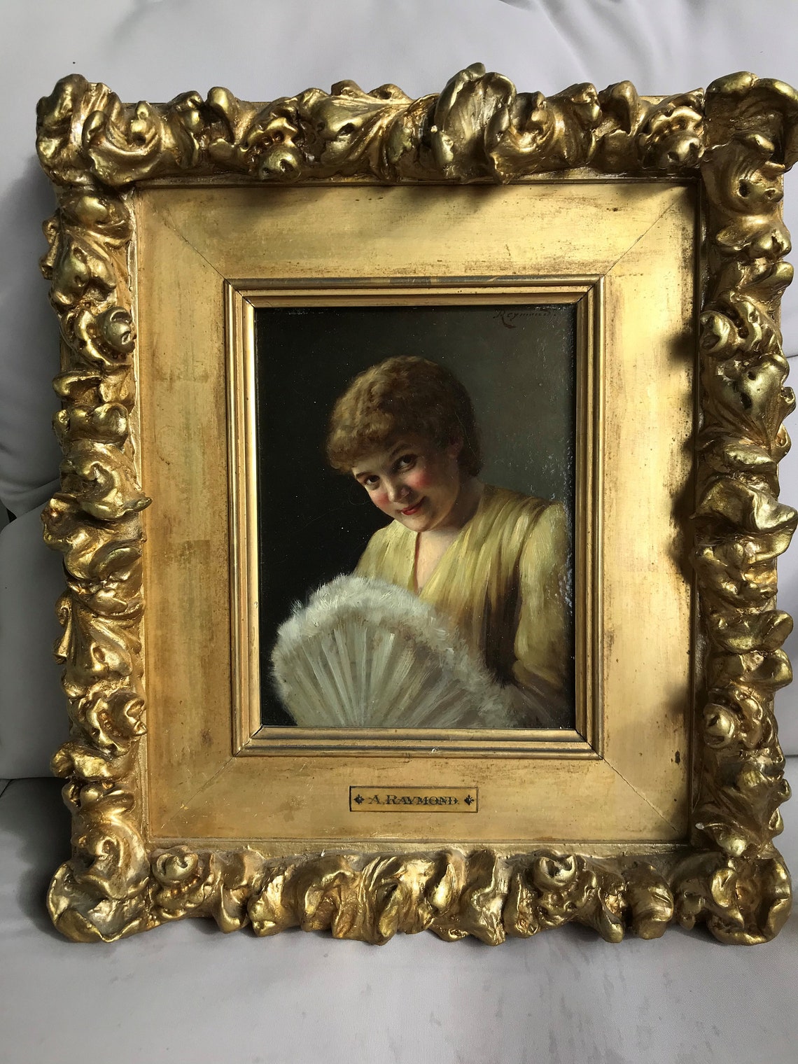 Exquisite late 19th century oil on wood portrait of a image 2