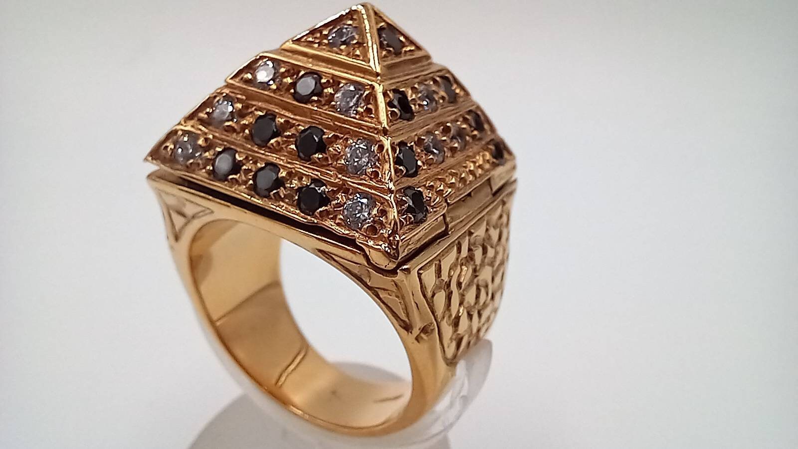 Pyramid Opening Ring Designer 9ct Gold Vermeil Silver Heavy