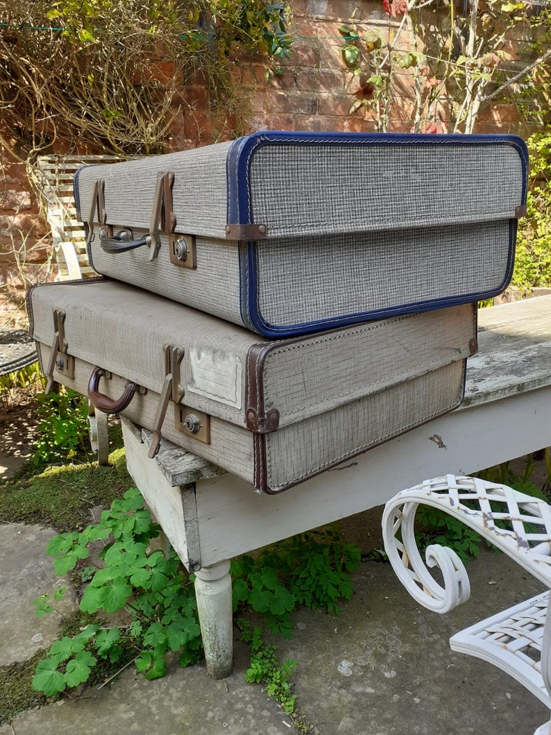 Vintage Hard Shell Suitcase 1950s Luggage Crown Cheney Etsy