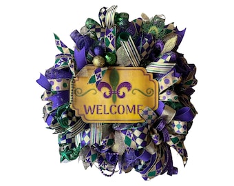 Mardi Gras Wreath/Mardi Gras/Fat Tuesday/Welcome Wreath