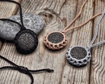 Essential Oil Aromatherapy Necklace, Wrapped Lava Stone Pendant, Aromatherapy Diffuser Necklace