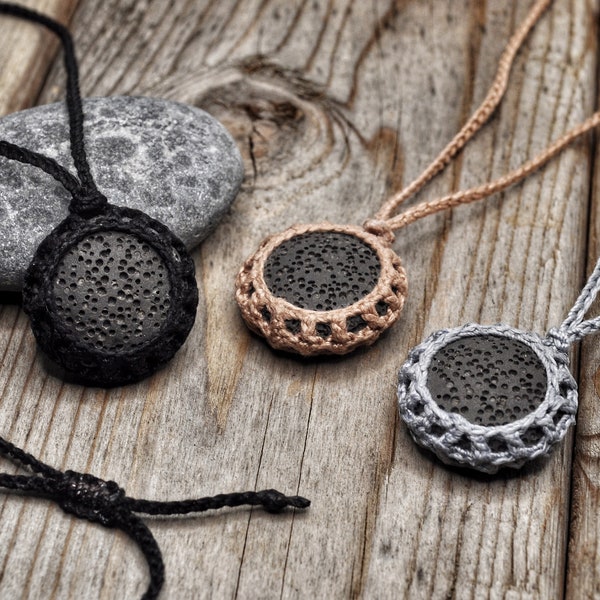 Essential Oil Aromatherapy Necklace, Wrapped Lava Stone Pendant, Aromatherapy Diffuser Necklace