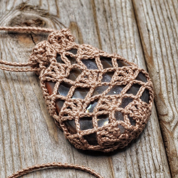 Crystal Pouch Necklace, Interchangeable Stone Holder, Crochet Medicine Bag, Made-to-Order