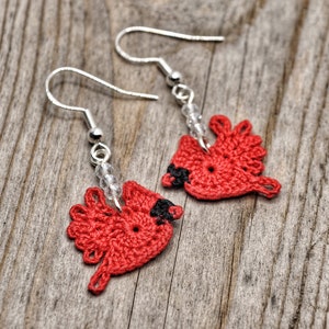 Cardinal Earrings, Handmade Crochet Earrings, Aesthetic Earrings