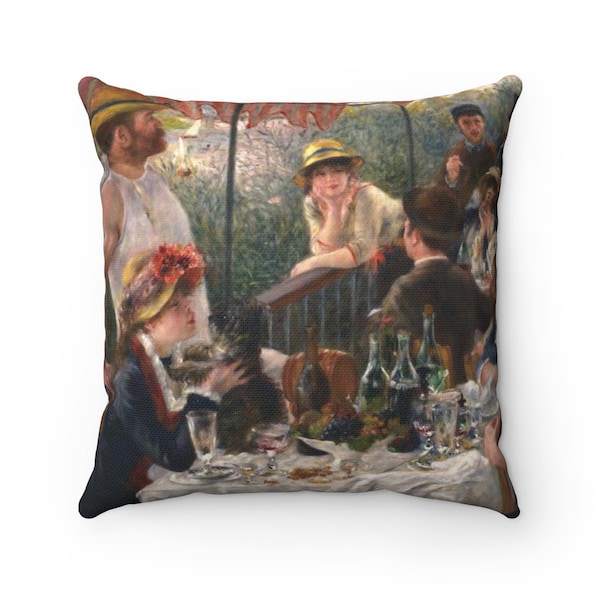 Luncheon of the Boating Party by Pierre-Auguste Renoir (famous old masters art panting decorative pillow)