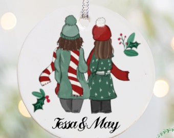 Custom Ornament, Custom Sister Ornament, Pick Your Hair Gift, Personalized Ornament, Custom Best Friend Ornament, Best Friend Gift