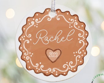 Custom Name Gingerbread Ornament, Porcelain Christmas Ornament, Christmas Tree Decoration, Ceramic Tree Ornament, Custom Christmas Name Gift