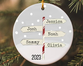 Custom Family Christmas Ornament, Porcelain Ornament, North Pole Big Family Ornament, Christmas Gift For Family Of Six, Large Family Gift