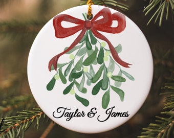 Custom Couple Names Christmas Ornament, Porcelain Ornament, Christmas Tree Decoration, Gift For Spouse, Couple Christmas Gift, Romantic Gift
