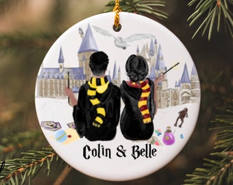 Custom Witch And Wizard Ornament, Personalized Christmas Gift, Magic Ornament, Gift For Her, Gift For Him, Magic Couple Gift, Bookish Gift