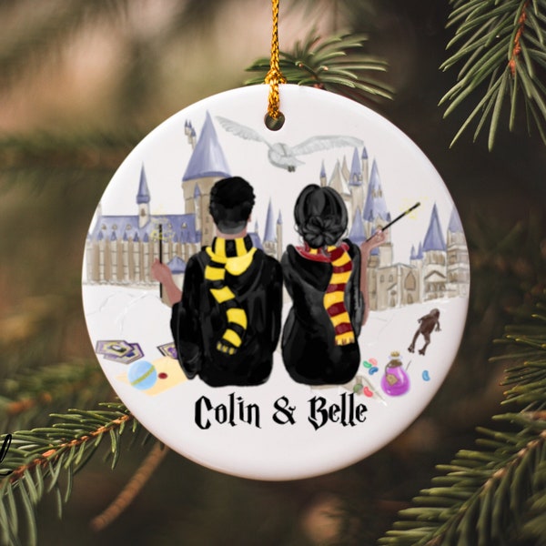 Custom Witch And Wizard Ornament, Personalized Christmas Gift, Magic Ornament, Gift For Her, Gift For Him, Magic Couple Gift, Bookish Gift