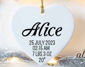 Custom Baby Birthday Christmas Ornament, Custom Baby Name Ornament, Baby Welcome Gift, Baby'S First Christmas Gift, Baby Measurements Gift