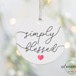 Simply Blessed Christmas Ornament, Porcelain Ornament, Angel Ornament, Merry Christmas Gift, Blessed Gift, Christmas Gift Idea For Her