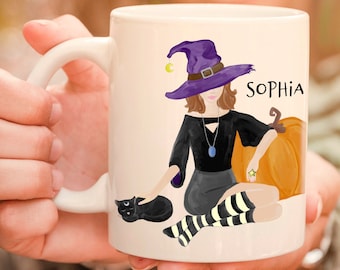 Halloween Witch Mug, Custom Halloween Mug, Custom Witch Mug, Basic Witch Cup, Autumn Mug, Halloween Gift, Autumn Birthday Gift, Witch Theme