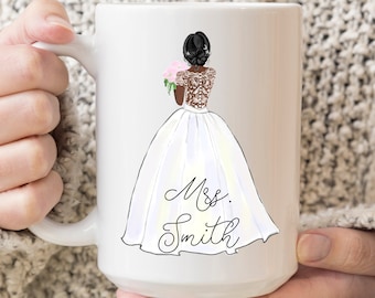 Custom Dress Bride Mug, Wedding Gift, Bride Coffee Mug, Gift For Bride, Personalized Mug, Mrs. Coffee Mug, Bridal Shower Gift, Wedding Plan