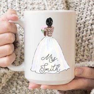 Custom Dress Bride Mug, Wedding Gift, Bride Coffee Mug, Gift For Bride, Personalized Mug, Mrs. Coffee Mug, Bridal Shower Gift, Wedding Plan