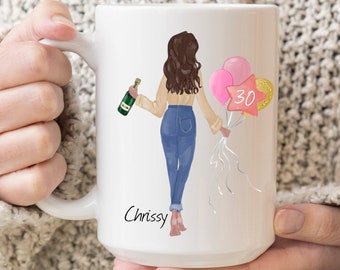 Custom 30th Birthday Mug, Pick Your Hair Mug, Personalized Coffee Mug, Custom Birthday Gift For 30 Years Old, Funny Birthday Mug