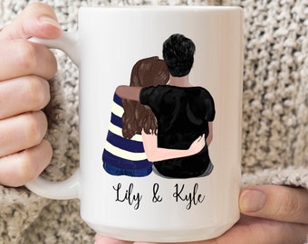 Custom Couple Mug, Pick Your Hair Mug, Valentine&#39;S Day Gift, Anniversary Gift, Boyfriend Gift Idea, Husband Gift For Him, Personalized Mug