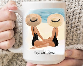 Custom Beach Mug, Seaside Soul Sisters Mug, Personalized Coffee Mug, Custom Best Friend Mug, Best Friend Gift, Friendship Mug, Birthday Gift
