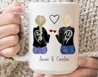 Custom Best Friends Mug, Pick Your Hair Color Etc, Personalized Coffee Mug ,Best Friend Name Mug, Best Friend Gift, Friendship Mug, Bff Mug