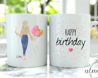 Custom Birthday Mug, Pick Your Hair Mug, Personalized Coffee Mug, Custom Birthday Gift, Funny Birthday Mug, Unique Birthday Gift