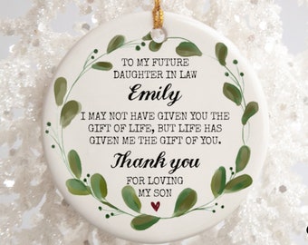 Regalo personalizado para futura nuera, regalo de boda para nuera, adorno de boda, regalo de suegra para la novia
