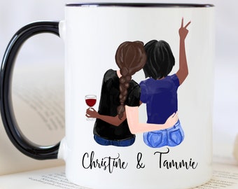 Custom Friendship Mug, Pick Your Hair Color Etc, Friendship Knows No Distance, Personalized Coffee Mug , Custom Best Friend Mug, Custom Mug