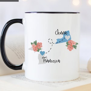 Custom Long Distance Mug, States Mug, Personalized Coffee Mug, Custom Best Friend Mug, Best Friend Gift, Friendship Mug, State Name Mug &lt;3